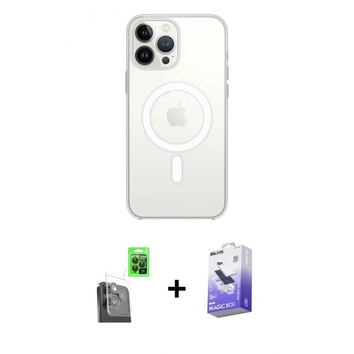 MARSİLYAN™- iPhone 16 Pro Max Kılıf Kutup Klasik Serisi - Siyah Bilvis 5in1 5D Magic Hayalet Cam Ekran Koruyucu + Raze Metal Kamera Lens - SH