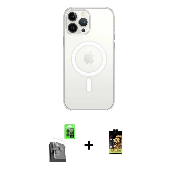 MARSİLYAN™- iPhone 16 Pro Max Kılıf Kutup Klasik Serisi - Siyah Buffer Cam Ekran Koruyucu + Raze Metal Kamera Lens - SH