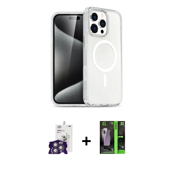 MARSİLYAN™- iPhone 16 Pro Max Kılıf Nova Asil Prime - Şeffaf 360 Full Body Arka Koruyucu + Bilvis Titan Kamera Lens - GS