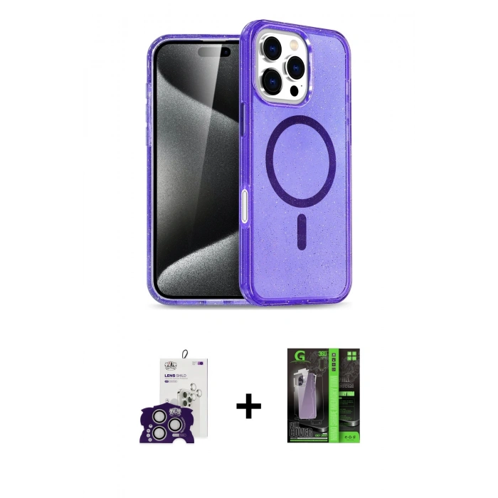 MARSİLYAN™- iPhone 16 Pro Max Kılıf Nova Asil Prime - Şeffaf 360 Full Body Arka Koruyucu + Bilvis Titan Kamera Lens - GS