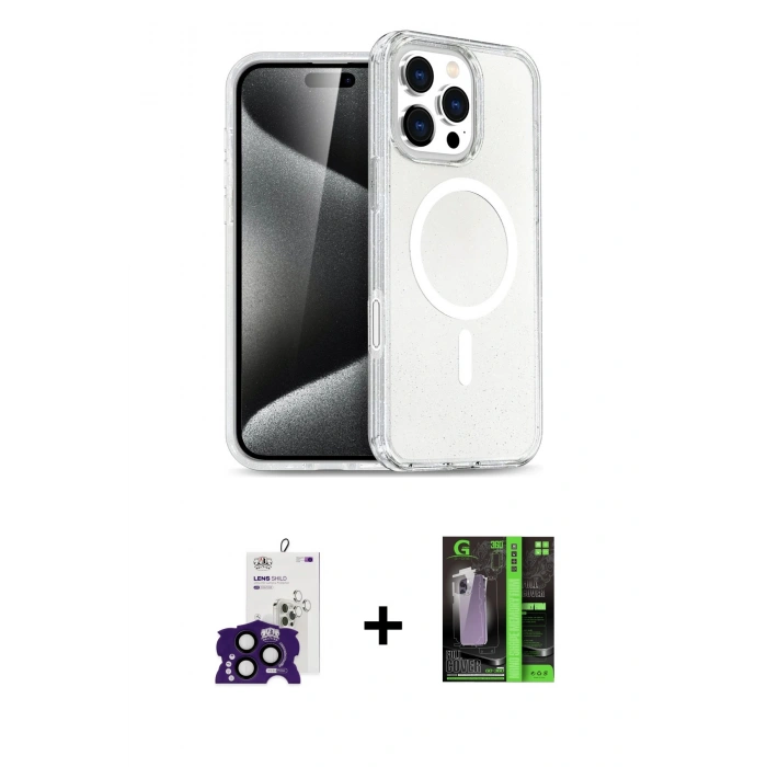 MARSİLYAN™- iPhone 16 Pro Max Kılıf Nova Asil Prime - Şeffaf 360 Full Body Arka Koruyucu + Bilvis Titan Kamera Lens - SH