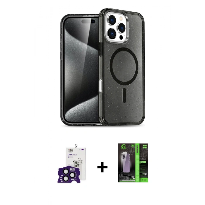 MARSİLYAN™- iPhone 16 Pro Max Kılıf Nova Asil Prime - Şeffaf 360 Full Body Arka Koruyucu + Bilvis Titan Kamera Lens - SH