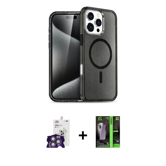 MARSİLYAN™- iPhone 16 Pro Max Kılıf Nova Asil Prime - Şeffaf 360 Full Body Arka Koruyucu + Bilvis Titan Kamera Lens - GS