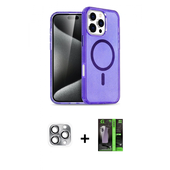 MARSİLYAN™- iPhone 16 Pro Max Kılıf Nova Asil Prime - Şeffaf 360 Full Body Arka Koruyucu + Pers Alüminyum Kamera Lens - GI