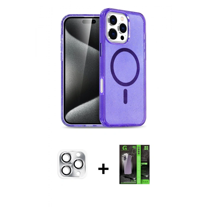 MARSİLYAN™- iPhone 16 Pro Max Kılıf Nova Asil Prime - Şeffaf 360 Full Body Arka Koruyucu + Pers Alüminyum Kamera Lens - GS