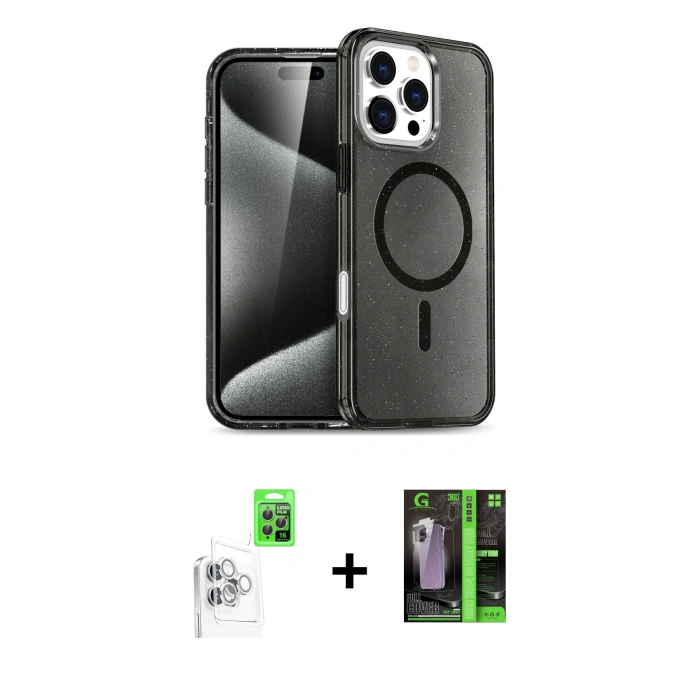 MARSİLYAN™- iPhone 16 Pro Max Kılıf Nova Asil Prime - Şeffaf 360 Full Body Arka Koruyucu + Raze Metal Kamera Lens - BZ