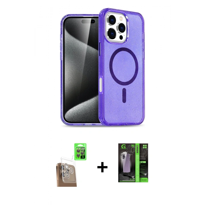 MARSİLYAN™- iPhone 16 Pro Max Kılıf Nova Asil Prime - Şeffaf 360 Full Body Arka Koruyucu + Raze Metal Kamera Lens - CLTM