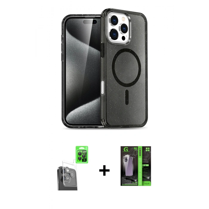 MARSİLYAN™- iPhone 16 Pro Max Kılıf Nova Asil Prime - Şeffaf 360 Full Body Arka Koruyucu + Raze Metal Kamera Lens - SH
