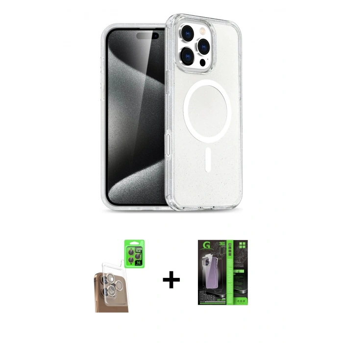 MARSİLYAN™- iPhone 16 Pro Max Kılıf Nova Asil Prime - Şeffaf 360 Full Body Arka Koruyucu + Raze Metal Kamera Lens - CLTM