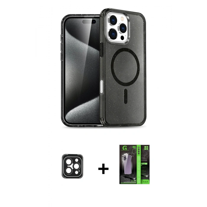 MARSİLYAN™- iPhone 16 Pro Max Kılıf Nova Asil Prime - Şeffaf 360 Full Body Arka Koruyucu + PVD Metal Kamera Lens - SH