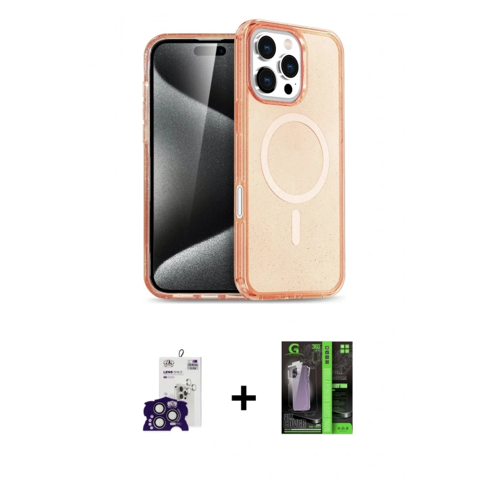MARSİLYAN™- iPhone 16 Pro Max Kılıf Nova Asil Prime - Şeffaf 360 Full Body Arka Koruyucu + Titanyum Gri Bilvis Titan Kamera Lens