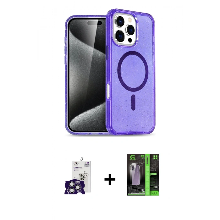 MARSİLYAN™- iPhone 16 Pro Max Kılıf Nova Asil Prime - Şeffaf 360 Full Body Arka Koruyucu + Titanyum Gri Bilvis Titan Kamera Lens