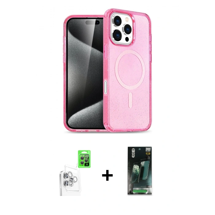 MARSİLYAN™- iPhone 16 Pro Max Kılıf Nova Asil Prime - Siyah 360 Mat Full Body Arka Koruyucu + Raze Metal Kamera Lens - BZ