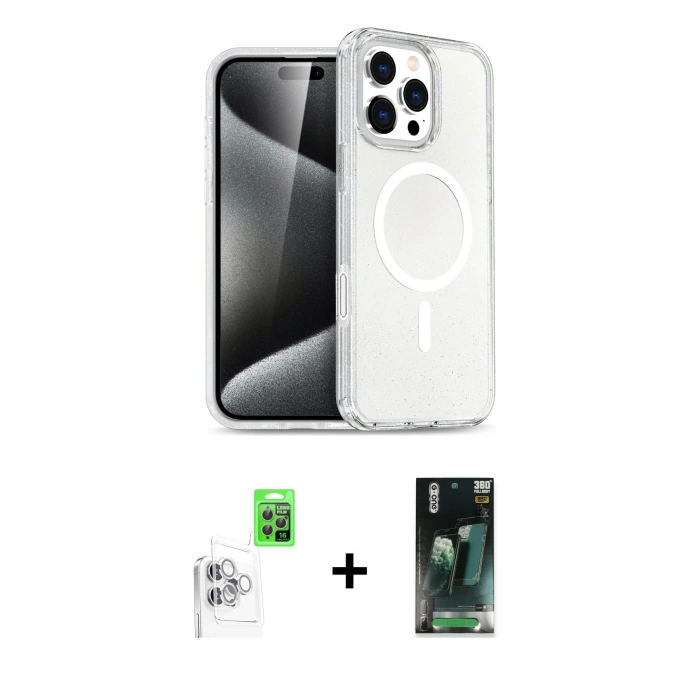 MARSİLYAN™- iPhone 16 Pro Max Kılıf Nova Asil Prime - Siyah 360 Mat Full Body Arka Koruyucu + Raze Metal Kamera Lens - BZ