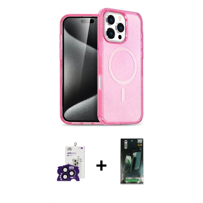 MARSİLYAN™- iPhone 16 Pro Max Kılıf Nova Asil Prime - Siyah 360 Mat Full Body Arka Koruyucu + Bilvis Titan Kamera Lens - SH