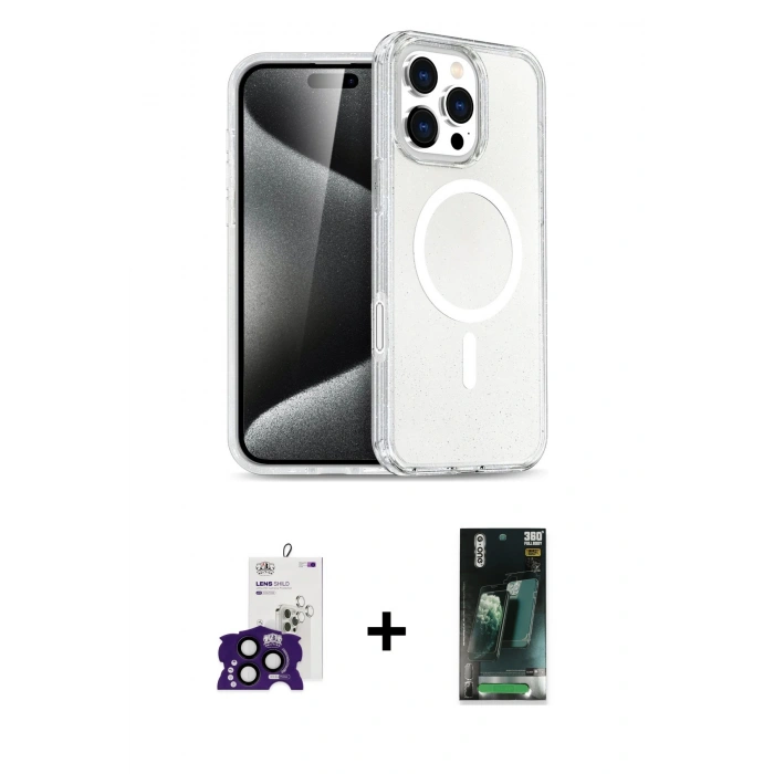 MARSİLYAN™- iPhone 16 Pro Max Kılıf Nova Asil Prime - Siyah 360 Mat Full Body Arka Koruyucu + Bilvis Titan Kamera Lens - SH