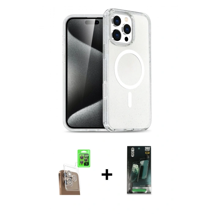 MARSİLYAN™- iPhone 16 Pro Max Kılıf Nova Asil Prime - Siyah 360 Mat Full Body Arka Koruyucu + Çöl Titanyum Raze Metal Kamera Lens