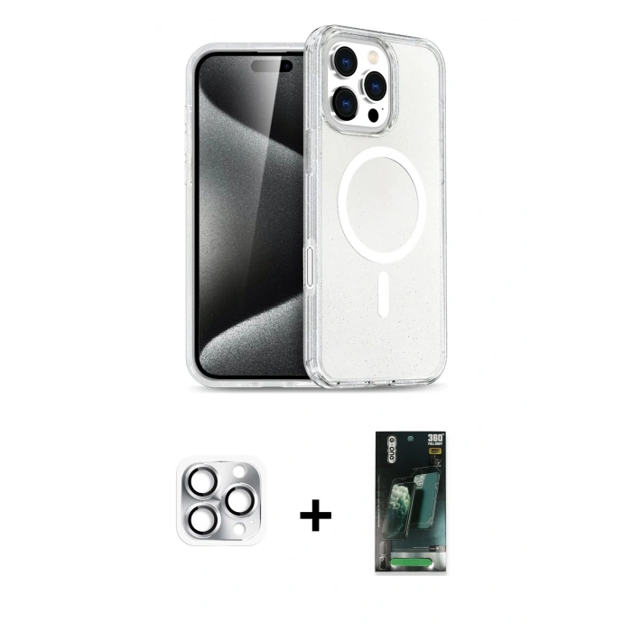 MARSİLYAN™- iPhone 16 Pro Max Kılıf Nova Asil Prime - Siyah 360 Mat Full Body Arka Koruyucu + Pers Alüminyum Kamera Lens - GS
