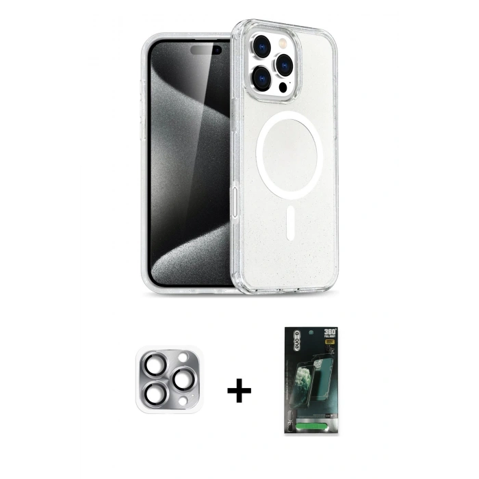 MARSİLYAN™- iPhone 16 Pro Max Kılıf Nova Asil Prime - Siyah 360 Mat Full Body Arka Koruyucu + Pers Alüminyum Kamera Lens - GI