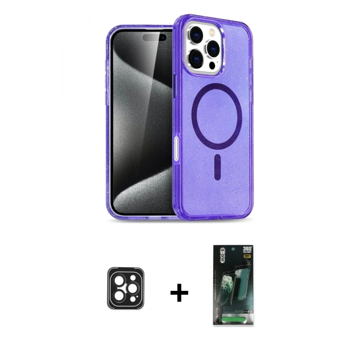 MARSİLYAN™- iPhone 16 Pro Max Kılıf Nova Asil Prime - Siyah 360 Mat Full Body Arka Koruyucu + PVD Metal Kamera Lens - SH
