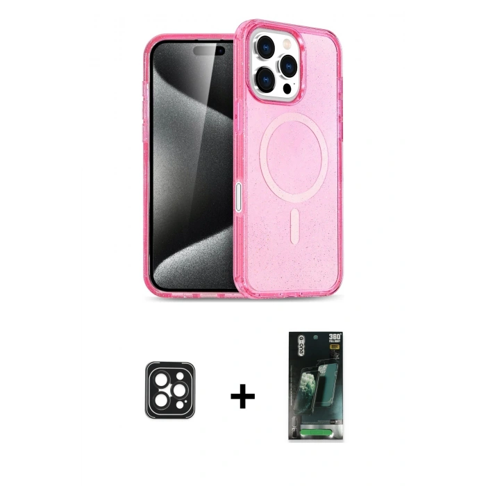 MARSİLYAN™- iPhone 16 Pro Max Kılıf Nova Asil Prime - Siyah 360 Mat Full Body Arka Koruyucu + PVD Metal Kamera Lens - SH