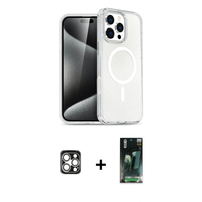 MARSİLYAN™- iPhone 16 Pro Max Kılıf Nova Asil Prime - Siyah 360 Mat Full Body Arka Koruyucu + PVD Metal Kamera Lens - GS