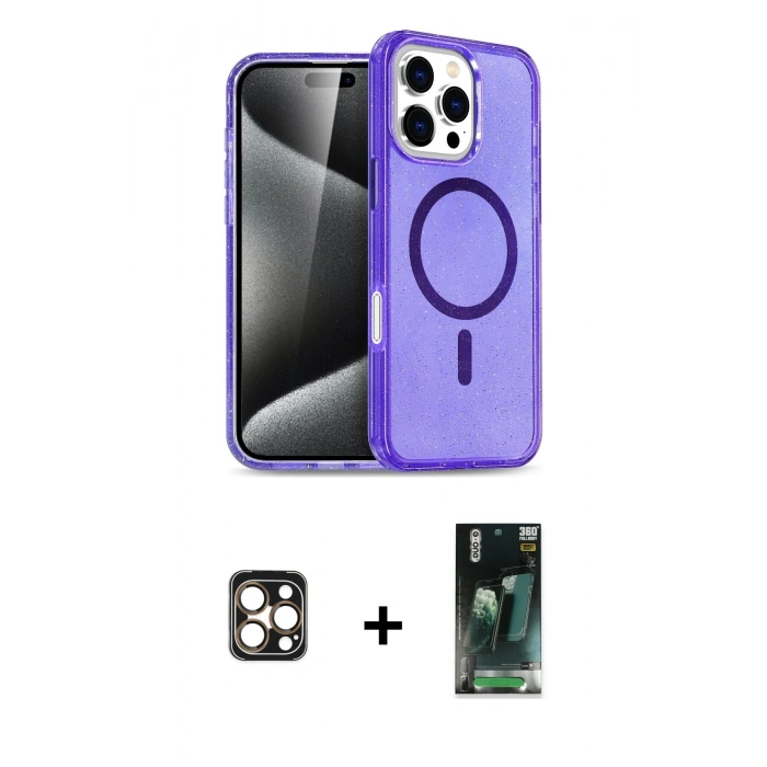 MARSİLYAN™- iPhone 16 Pro Max Kılıf Nova Asil Prime - Siyah 360 Mat Full Body Arka Koruyucu + PVD Metal Kamera Lens - GD