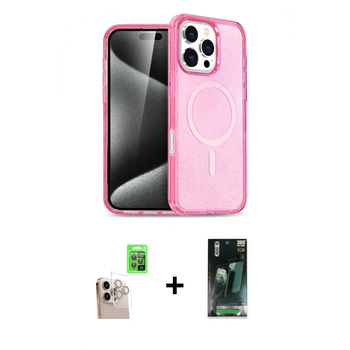 MARSİLYAN™- iPhone 16 Pro Max Kılıf Nova Asil Prime - Siyah 360 Mat Full Body Arka Koruyucu + Raze Metal Kamera Lens - NLGY