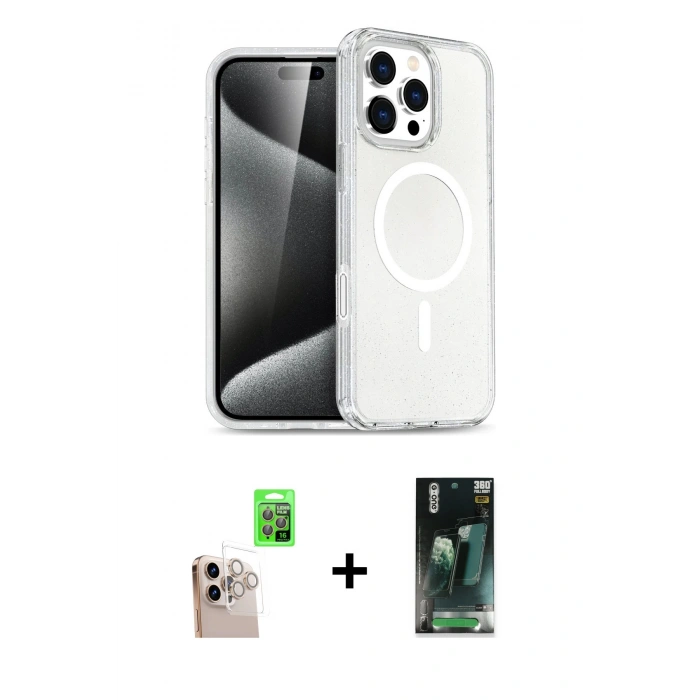 MARSİLYAN™- iPhone 16 Pro Max Kılıf Nova Asil Prime - Siyah 360 Mat Full Body Arka Koruyucu + Raze Metal Kamera Lens - NLGY