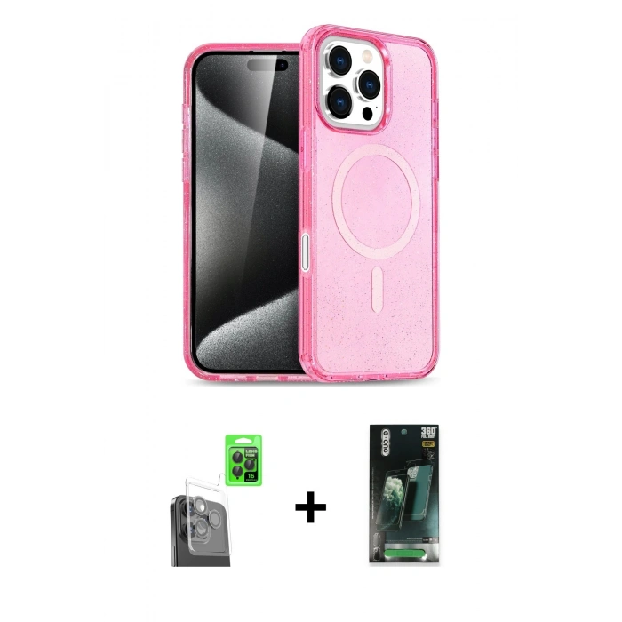 MARSİLYAN™- iPhone 16 Pro Max Kılıf Nova Asil Prime - Siyah 360 Mat Full Body Arka Koruyucu + Raze Metal Kamera Lens - SH