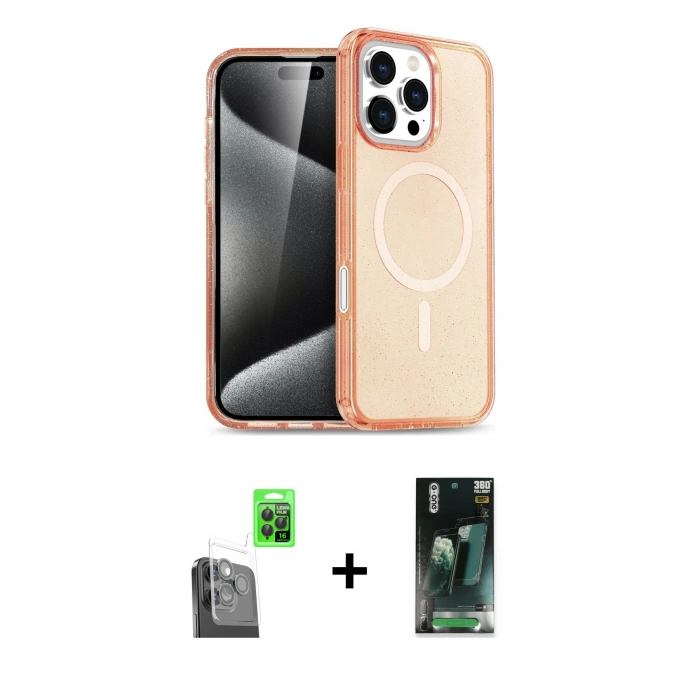 MARSİLYAN™- iPhone 16 Pro Max Kılıf Nova Asil Prime - Siyah 360 Mat Full Body Arka Koruyucu + Raze Metal Kamera Lens - SH