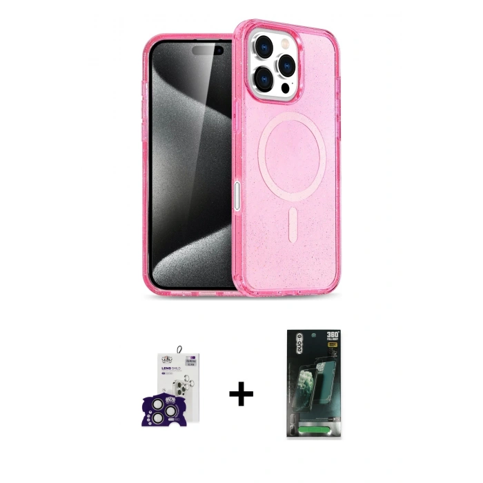 MARSİLYAN™- iPhone 16 Pro Max Kılıf Nova Asil Prime - Siyah 360 Mat Full Body Arka Koruyucu + Titanyum Gri Bilvis Titan Kamera Lens
