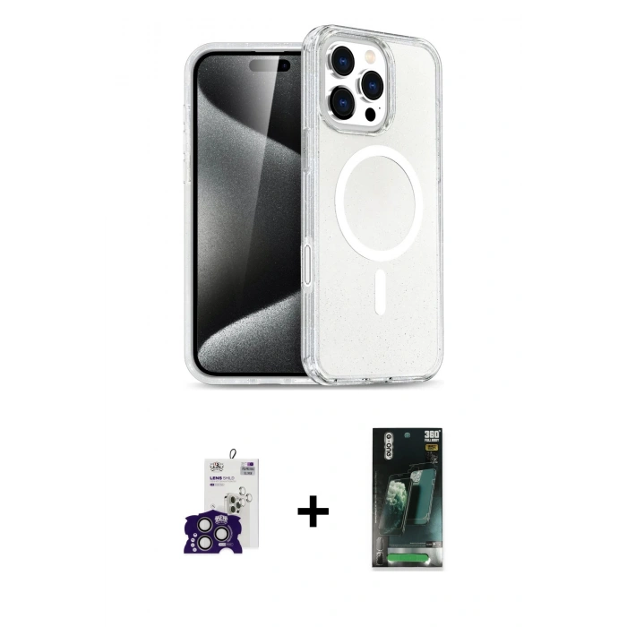 MARSİLYAN™- iPhone 16 Pro Max Kılıf Nova Asil Prime - Siyah 360 Mat Full Body Arka Koruyucu + Titanyum Gri Bilvis Titan Kamera Lens