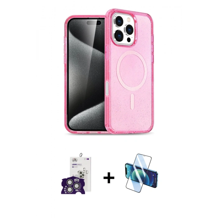 MARSİLYAN™- iPhone 16 Pro Max Kılıf Nova Asil Prime - Siyah 3D Antistatik Cam Ekran Koruyucu + Bilvis Titan Kamera Lens - GS
