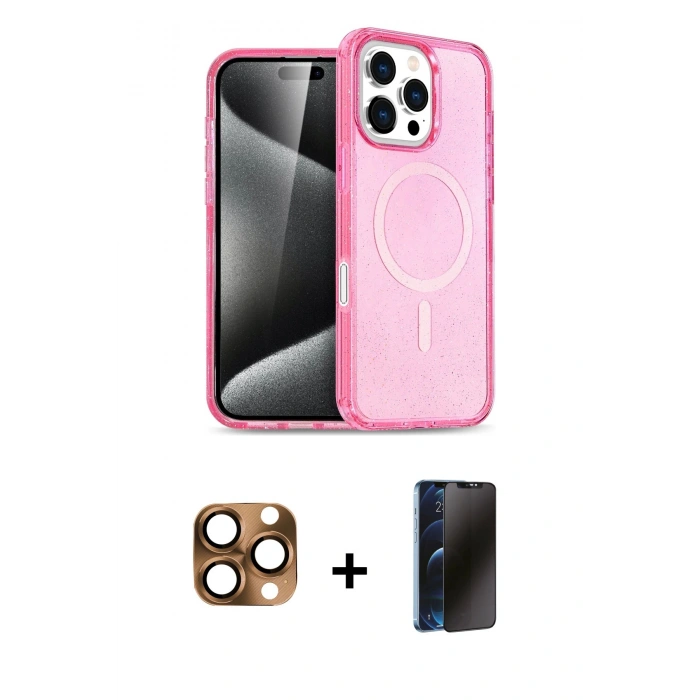 MARSİLYAN™- iPhone 16 Pro Max Kılıf Nova Asil Prime - Siyah 3D Antistatik Hayalet Cam Ekran Koruyucu + Pers Alüminyum Kamera Lens - CLTM