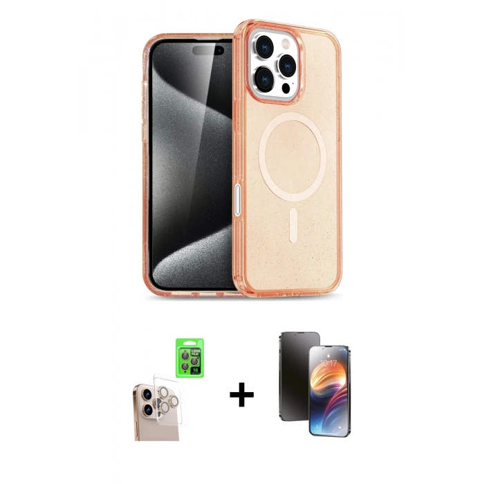 MARSİLYAN™- iPhone 16 Pro Max Kılıf Nova Asil Prime - Siyah 3D Antistatik Mat Seramik Nano Ekran Koruyucu + Raze Metal Kamera Lens - NLGY
