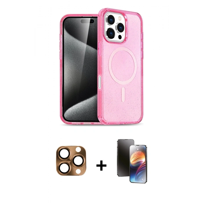 MARSİLYAN™- iPhone 16 Pro Max Kılıf Nova Asil Prime - Siyah 3D Antistatik Mat Seramik Nano Ekran Koruyucu + Pers Alüminyum Kamera Lens - CLTM