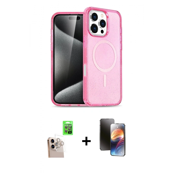 MARSİLYAN™- iPhone 16 Pro Max Kılıf Nova Asil Prime - Siyah 3D Antistatik Mat Seramik Nano Ekran Koruyucu + Raze Metal Kamera Lens - NLGY