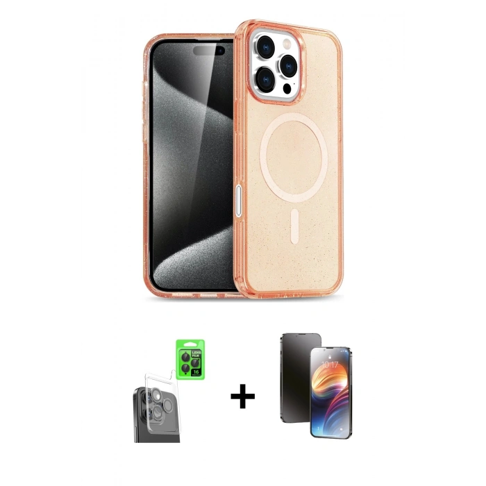 MARSİLYAN™- iPhone 16 Pro Max Kılıf Nova Asil Prime - Siyah 3D Antistatik Mat Seramik Nano Ekran Koruyucu + Raze Metal Kamera Lens - SH