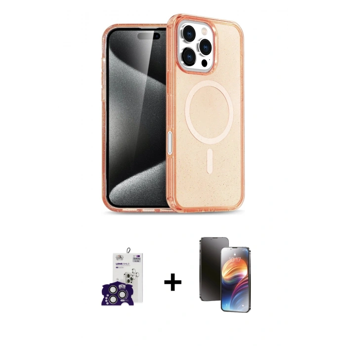 MARSİLYAN™- iPhone 16 Pro Max Kılıf Nova Asil Prime - Siyah 3D Antistatik Mat Seramik Nano Ekran Koruyucu + Bilvis Titan Kamera Lens - TMGI