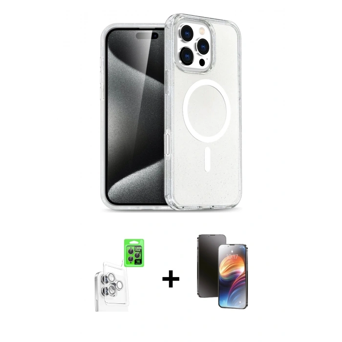 MARSİLYAN™- iPhone 16 Pro Max Kılıf Nova Asil Prime - Siyah 3D Antistatik Mat Seramik Nano Ekran Koruyucu + Raze Metal Kamera Lens - BZ