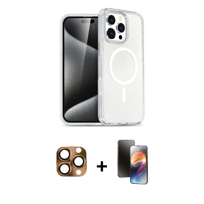 MARSİLYAN™- iPhone 16 Pro Max Kılıf Nova Asil Prime - Siyah 3D Antistatik Mat Seramik Nano Ekran Koruyucu + Pers Alüminyum Kamera Lens - CLTM