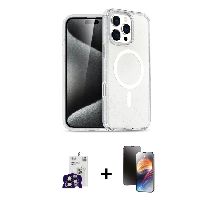 MARSİLYAN™- iPhone 16 Pro Max Kılıf Nova Asil Prime - Siyah 3D Antistatik Mat Seramik Nano Ekran Koruyucu + Bilvis Titan Kamera Lens - TMGI
