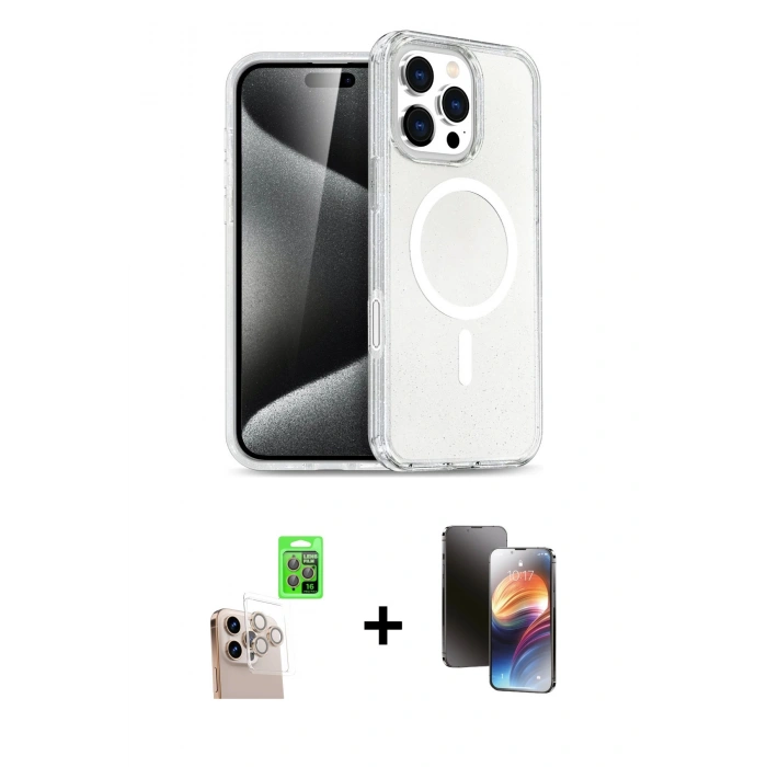 MARSİLYAN™- iPhone 16 Pro Max Kılıf Nova Asil Prime - Siyah 3D Antistatik Mat Seramik Nano Ekran Koruyucu + Raze Metal Kamera Lens - NLGY