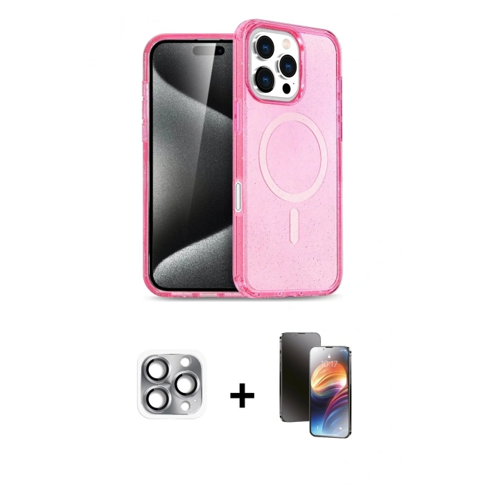 MARSİLYAN™- iPhone 16 Pro Max Kılıf Nova Asil Prime - Siyah 3D Antistatik Mat Seramik Nano Ekran Koruyucu + Pers Alüminyum Kamera Lens - GI