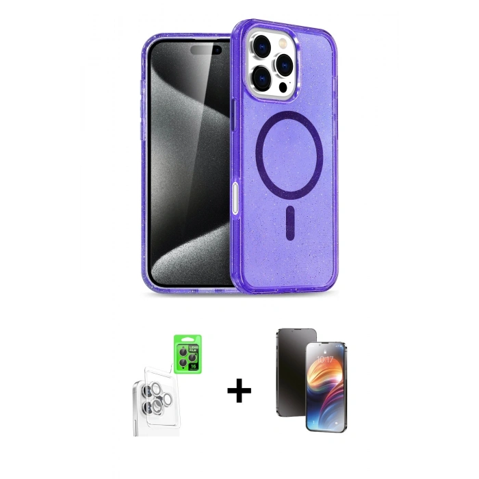 MARSİLYAN™- iPhone 16 Pro Max Kılıf Nova Asil Prime - Siyah 3D Antistatik Mat Seramik Nano Ekran Koruyucu + Raze Metal Kamera Lens - BZ