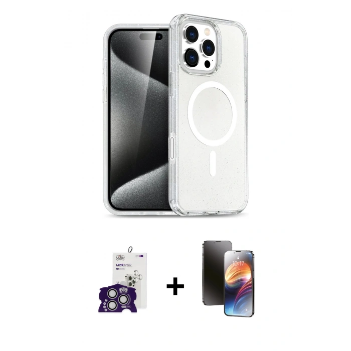 MARSİLYAN™- iPhone 16 Pro Max Kılıf Nova Asil Prime - Siyah 3D Antistatik Mat Seramik Nano Ekran Koruyucu + Bilvis Titan Kamera Lens - GS