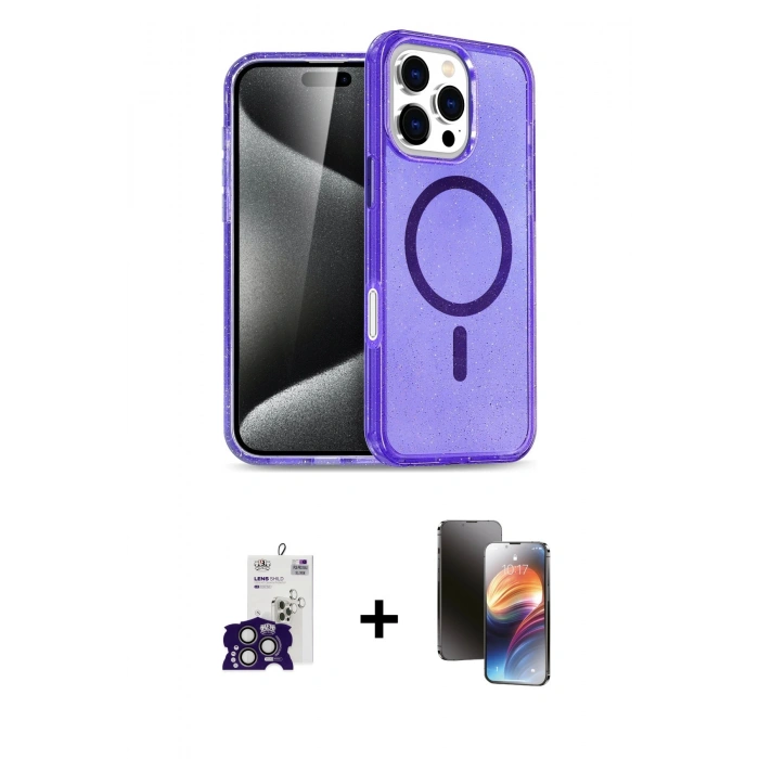 MARSİLYAN™- iPhone 16 Pro Max Kılıf Nova Asil Prime - Siyah 3D Antistatik Mat Seramik Nano Ekran Koruyucu + Bilvis Titan Kamera Lens - TMGI