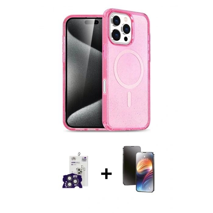 MARSİLYAN™- iPhone 16 Pro Max Kılıf Nova Asil Prime - Siyah 3D Antistatik Mat Seramik Nano Ekran Koruyucu + Bilvis Titan Kamera Lens - TMGI