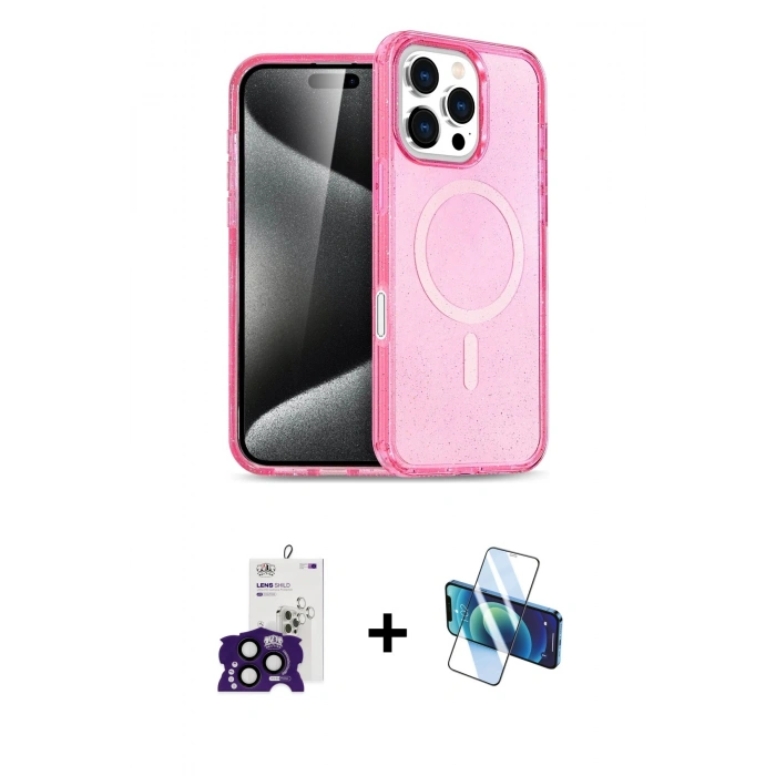 MARSİLYAN™- iPhone 16 Pro Max Kılıf Nova Asil Prime - Siyah 3D Antistatik Seramik Nano Ekran Koruyucu + Bilvis Titan Kamera Lens - SH
